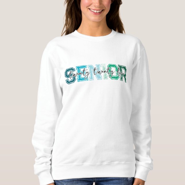 Blå Grön Senior 2025 Typografi T Shirt (Framsida)
