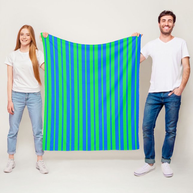 Blå Grön Stilfull Randig Mönsterdesign  Fleecefilt (Skapare uppladdad)
