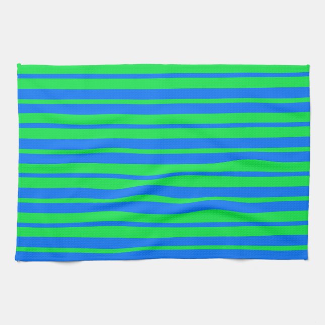 Blå Grön Stilfull Randig Mönsterdesign  Kökshandduk (Horisontell)