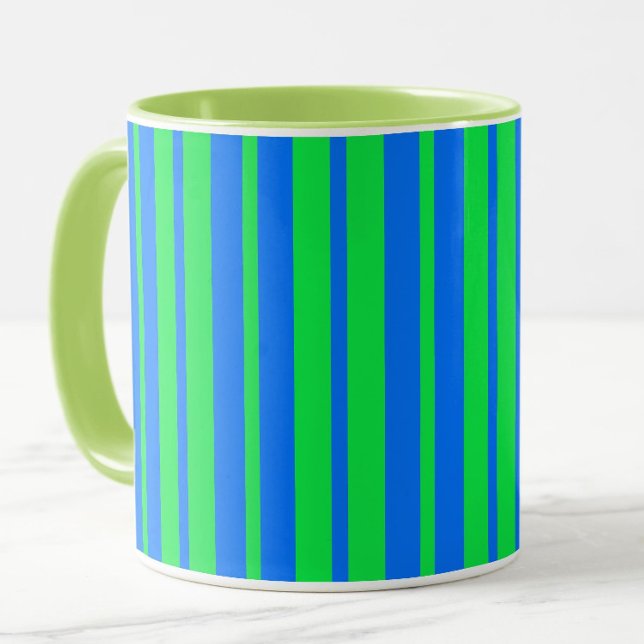 Blå Grön Stilfull Randig Mönsterdesign  Mugg (Skapare uppladdad)