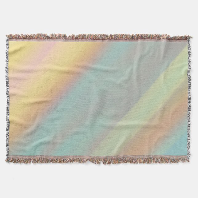 Blå Grön Strandhus Vattenfärg Mönster Filt (Framsidan)