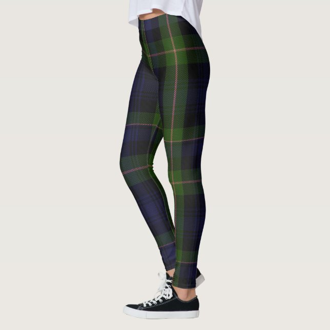 Blå Grön Tartan Jul Leggings (Vänster)