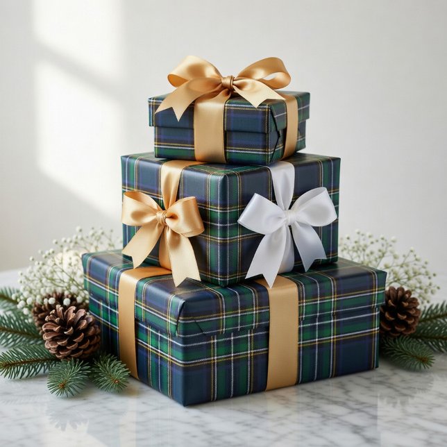 Blå Grön Tartan Rutig Presentpapper (Skapare uppladdad)