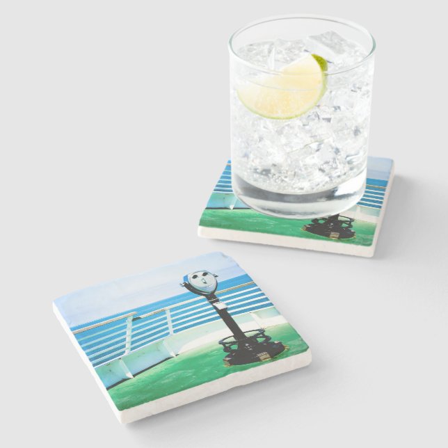 Blå Grön Turistkikare Stenunderlägg (Sidan)