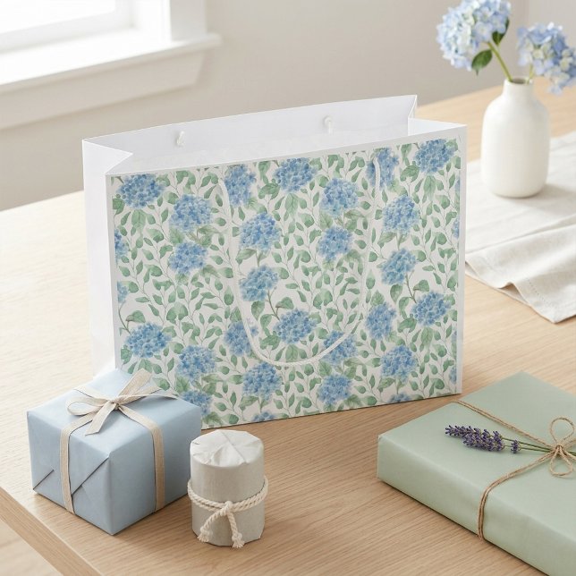 Blå Grön Vildblomma Akvarell (Blue Green Wildflower Watercolor Large Gift Bag)