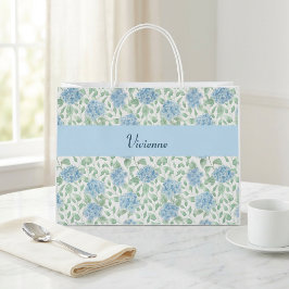 Blå Grön Vildblomma Akvarell Monogram Namn