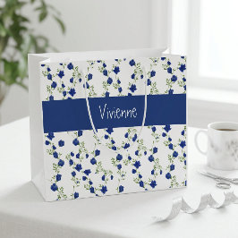 Blå Grön Vildblomma Akvarell Monogram Namn
