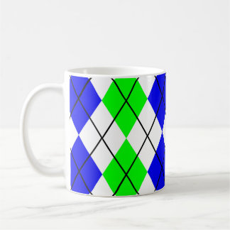 Blå Grön Vit Argyle Diamant Design Kaffemugg
