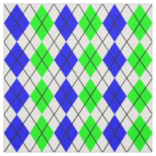 Blå Grön Vit Argyle Diamant Design Tyg