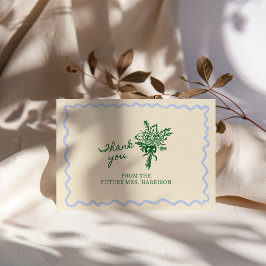 Blå Grön Whimsisk Handskriven Tack Kort