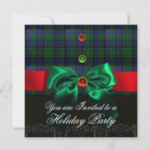 BLÅ GRÖNA BÅGAR, SKOTSKT TARTAN JULFIRANDE INBJUDNINGAR