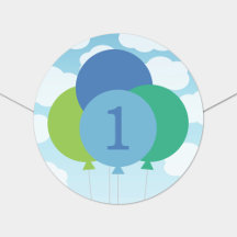 Blå Gröna Ballonger Himmel Moln Pojkar Födelsedag