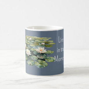 Blå Gröna Näckrosblad Lotusblommor Kaffemugg