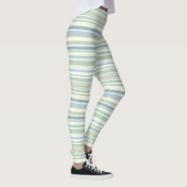 Blå Gröna och vita ränder Leggings