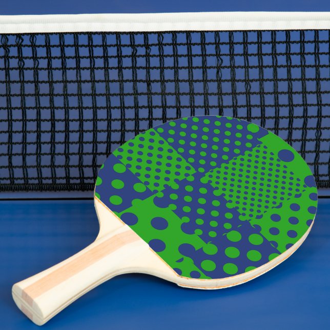 Blå Gröna Prickar Lappverk  Pingisracket (Insitu)