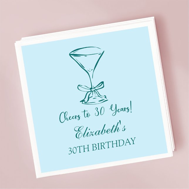 Blå & Gröna Skål för 30 år Födelsedagsservetter Pappersservett (Skapare uppladdad)