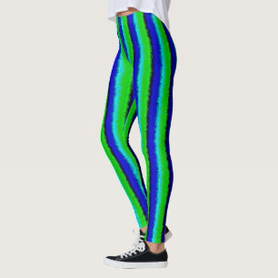 Blå Gröna Trasiga Glasränder Leggings