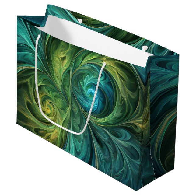 Blå Grönt AI Fractal Mönster (Framsidan Vinklad)
