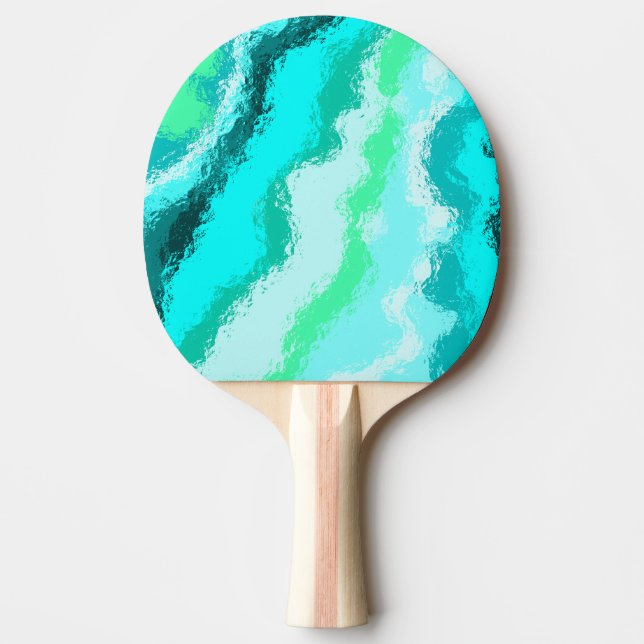 Blå Grönt Aqua Painterly Scumered look Pingisracket (Framsidan)