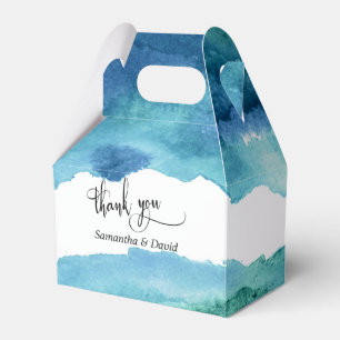 Blå Grönt Aqua Watercolor Bröllop Tack Presentaskar