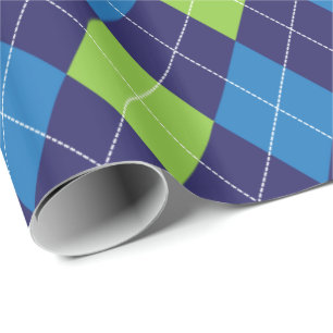 Blå Grönt Argyle Mönster Presentpapper