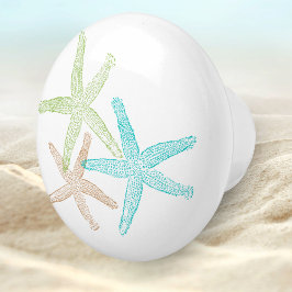 Blå Grönt Beach Seashell Starfish Design Knopp
