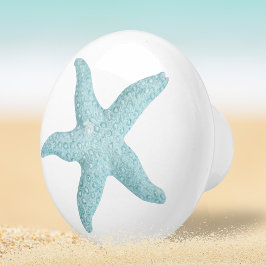 Blå Grönt Beach Seashell Starfish Design Knopp