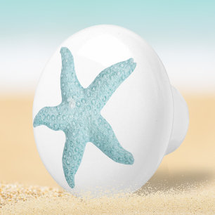 Blå Grönt Beach Seashell Starfish Design Knopp
