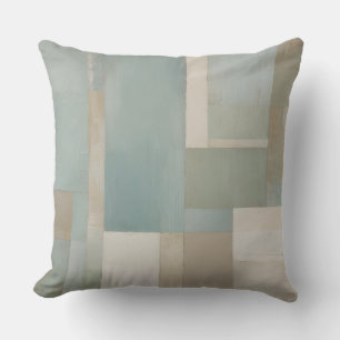 Blå Grönt Beige Tan Färg-blockutskrift Kudde