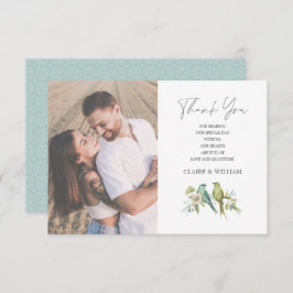 Blå Grönt Birds Blommigt Vattenfärg Bröllop Tack Kort