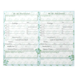 Blå | Grönt Blommigt 5 och 1 Sidor i Journal Anteckningsblock