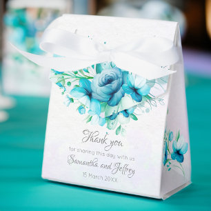 Blå grönt blommor blommigt bröllop presentaskar