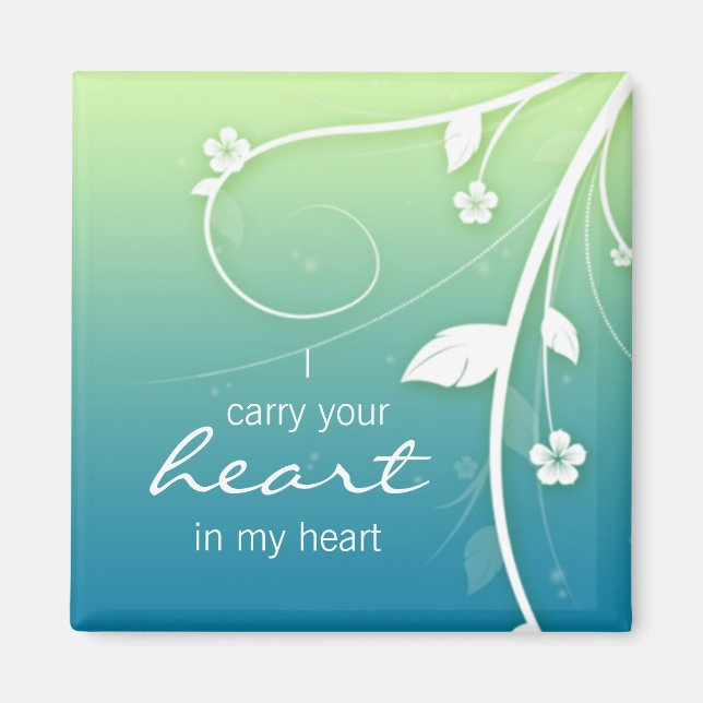 Blå grönt Blommor Swirls kylmagnet Magnet (Framsidan)