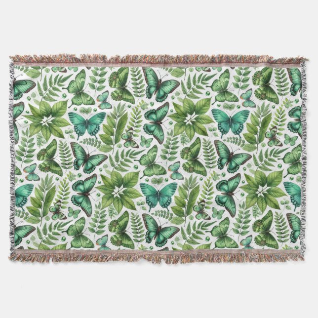 Blå Grönt Butterflies Filt (Framsidan)