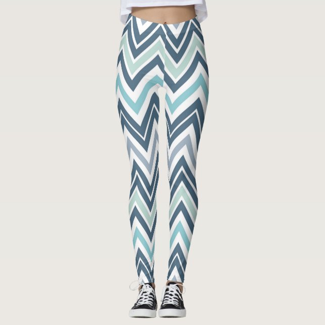 Blå/Grönt Chervron Kvinnors förband Leggings (Framsida)