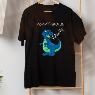 Blå Grönt Dinosaur Birthday Mamma of födelsedagspo T Shirt
