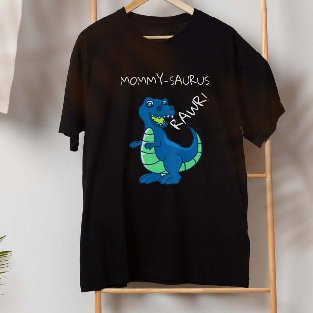 Blå Grönt Dinosaur Birthday Mamma of födelsedagspo T Shirt (Blue Green Dinosaur Birthday Mom of birthday Boy T-Shirt)