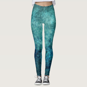 Blå Grönt Distress Batik look Leggings