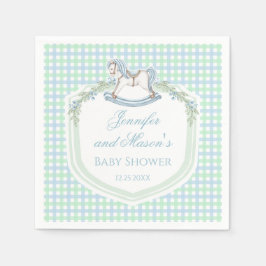 Blå grönt-dusch av häst gingham pojke pappersservett