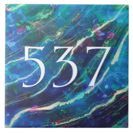 Blå Grönt Elegant Marble House Number Plaque Kakelplatta