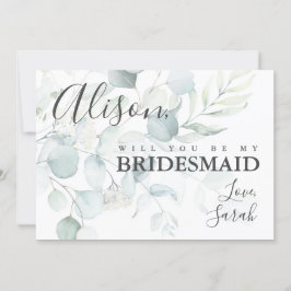 Blå Grönt Eucalyptus Bridesmaid Frieri kort