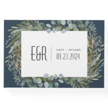 Blå Grönt Eucalyptus Ram Black on White