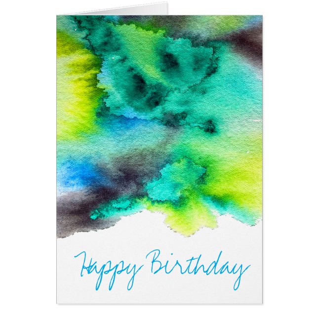 Blå Grönt, färgämne, vattenfärg Hälsningskort (Framsidan)