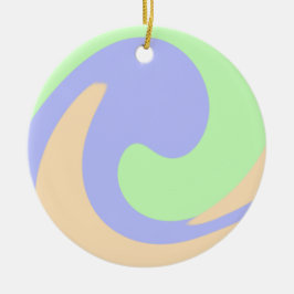 Blå grönt, fluid marble boho fold mönster julgransprydnad keramik