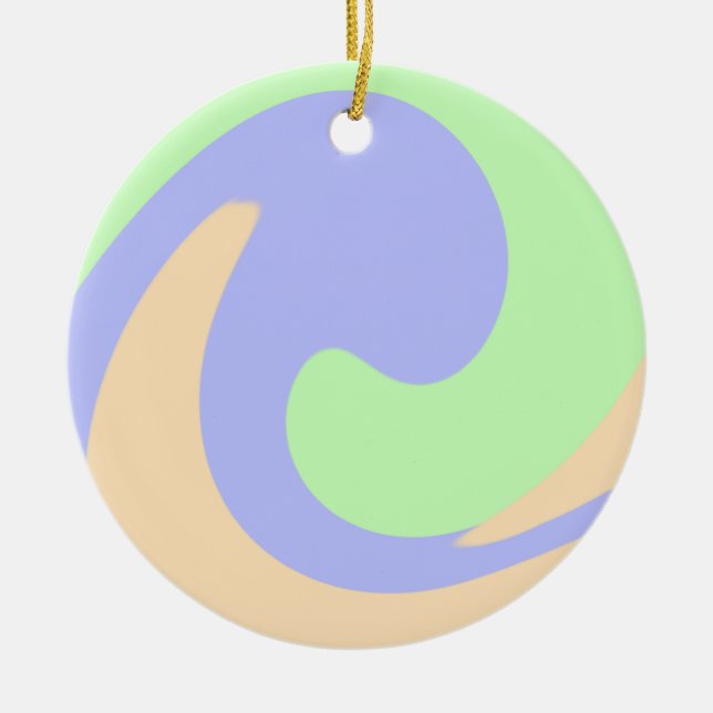 Blå grönt, fluid marble boho fold mönster julgransprydnad keramik (Framsidan)