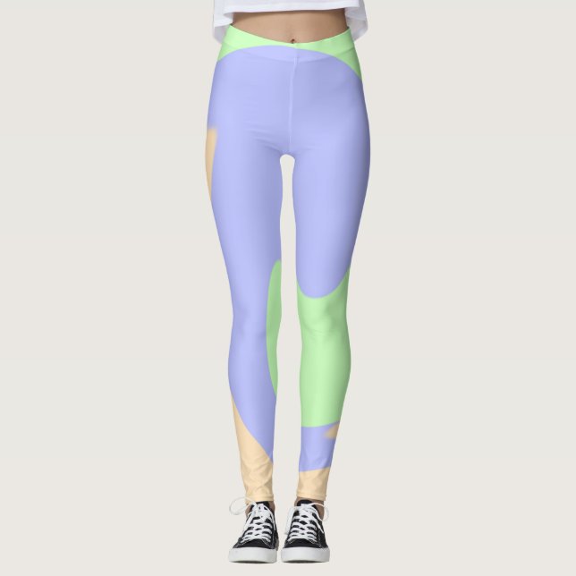 Blå grönt, fluid marble boho fold mönster leggings (Framsida)