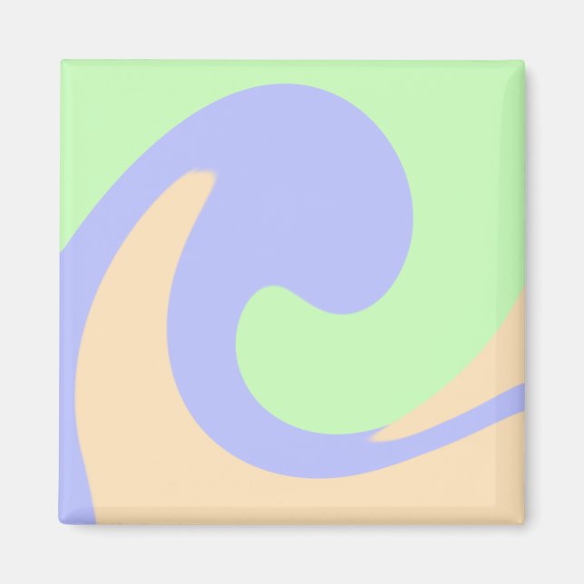Blå grönt, fluid marble boho fold mönster magnet (Framsidan)