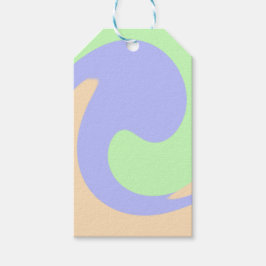 Blå grönt, fluid marble boho fold mönster presentetikett