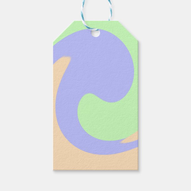 Blå grönt, fluid marble boho fold mönster presentetikett (Framsidan)