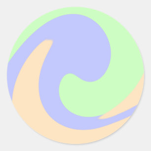 Blå grönt, fluid marble boho fold mönster runt klistermärke